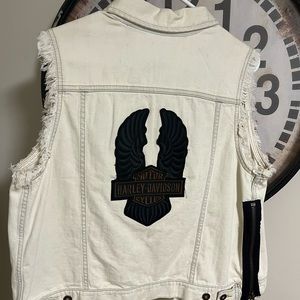 Harley Davidson white denim vest. Size M